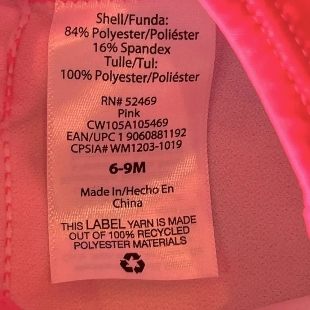 Wonder Nation Girls Unicorn Tutu One-Piece Swimsuit Pink Size 6-9 Months
